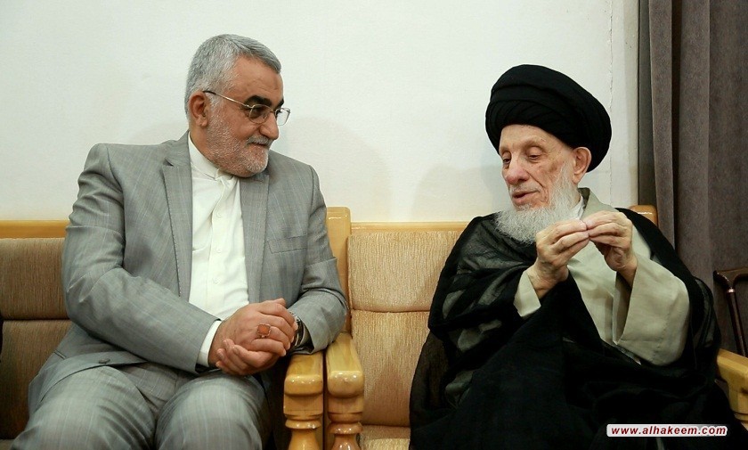 Grand Ayatollah Sayyid Mohammed Saeed al-Hakeem received the Head of Islamic Consultative Assembly's Commission on Foreign Policy and National Security in Iran, Ala al-Deen Borujerdi